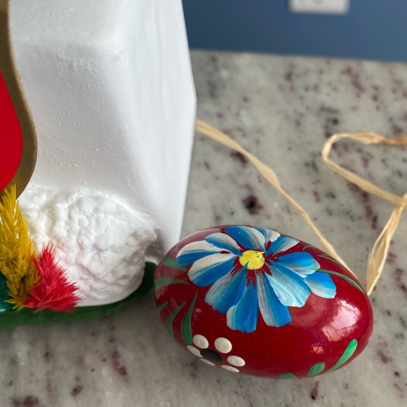 Holiday Easter Basket | Hand Painted Wooden Eggs & Lamb Candle | Poland Import - Picture 12 of 16